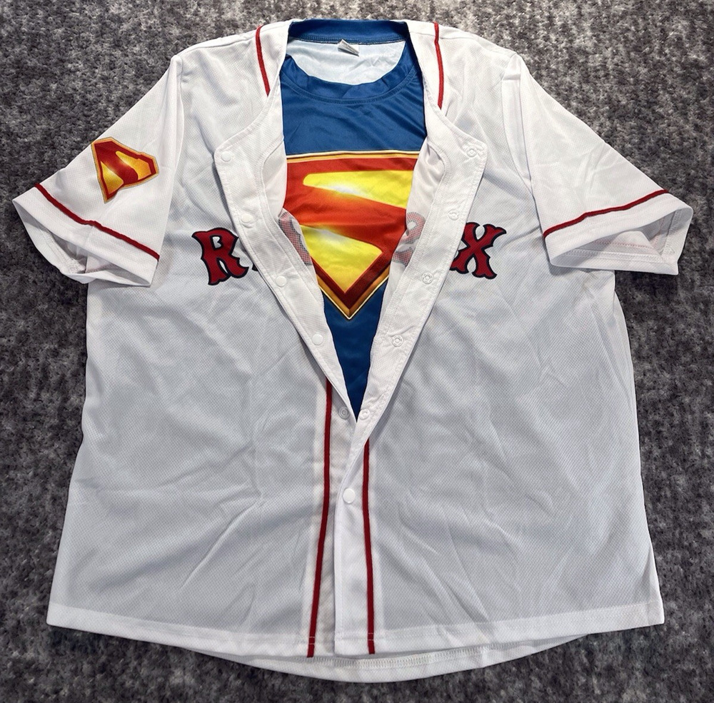 2025 Official Boston Red Sox Superman Jersey Size S MLB Baseball SGA 6/30/25